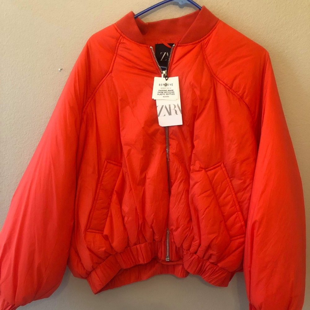 Zara puffer bomber jacket